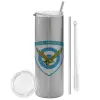 Tumbler stainless steel Silver 600ml, with metal straw & cleaning brush