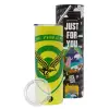 Neon Yellow Travel Tumbler, with metal straw (Stainless steel 304 Food grade, BPA free, 600ml)