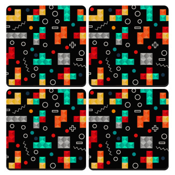 Tetris, ΣΕΤ 4 Σουβέρ ξύλινα τετράγωνα (9cm)