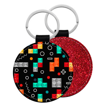 Tetris, Μπρελόκ Δερματίνη, στρογγυλό ΚΟΚΚΙΝΟ (5cm)