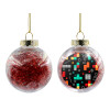 Transparent Christmas tree ball ornament with red filling 8cm