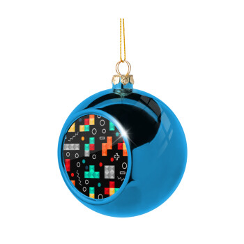 Tetris, Blue Christmas tree ball ornament 8cm