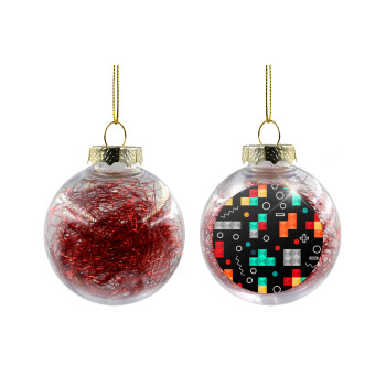 Tetris, Transparent Christmas tree ball ornament with red filling 8cm