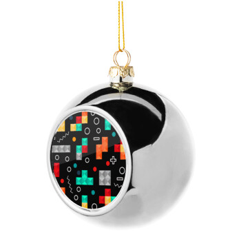 Tetris, Silver 8cm Christmas tree ball ornament