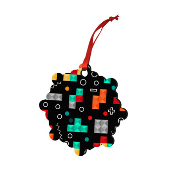 Tetris, Christmas ornament snowflake wooden 7.5cm