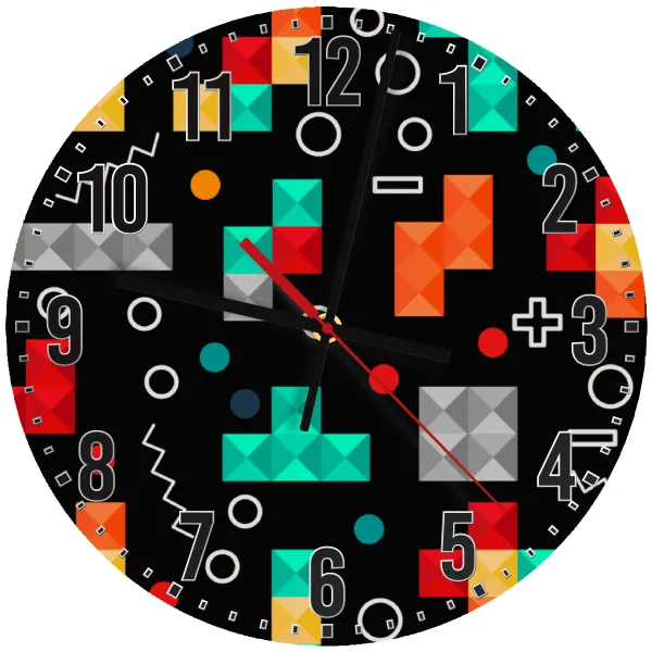 Tetris — Wooden wall clock (30cm)