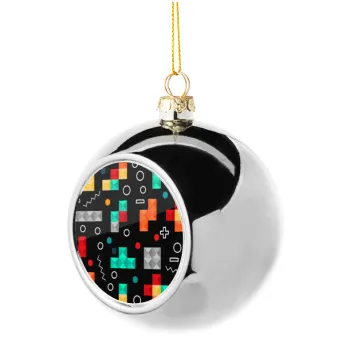 Tetris, Silver 8cm Christmas tree ball ornament