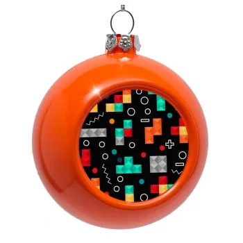 Tetris, Orange Christmas tree ornament bauble 8cm