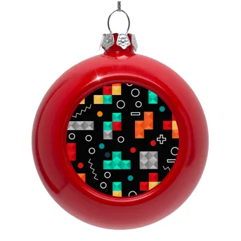 Tetris, Red Christmas tree ornament bauble 8cm
