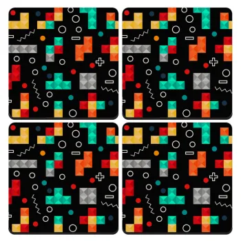 Tetris, ΣΕΤ 4 Σουβέρ ξύλινα τετράγωνα (9cm)