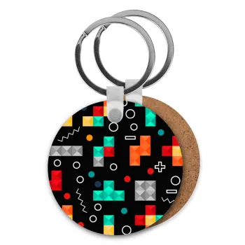 Tetris, Μπρελόκ Ξύλινο στρογγυλό MDF Φ5cm