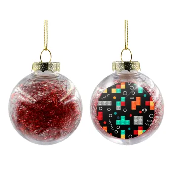 Tetris, Transparent Christmas tree ball ornament with red filling 8cm