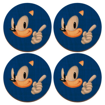 Sonic, ΣΕΤ x4 Σουβέρ ξύλινα στρογγυλά plywood (9cm)
