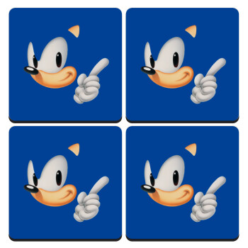 Sonic, ΣΕΤ 4 Σουβέρ ξύλινα τετράγωνα (9cm)