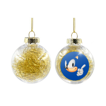 Sonic, Χριστουγεννιάτικη μπάλα δένδρου διάφανη με χρυσό γέμισμα 8cm