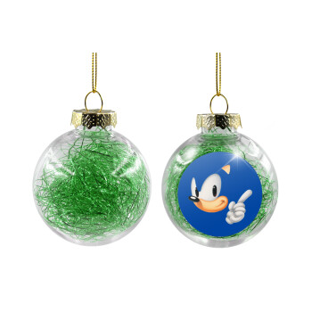 Sonic, Χριστουγεννιάτικη μπάλα δένδρου διάφανη με πράσινο γέμισμα 8cm