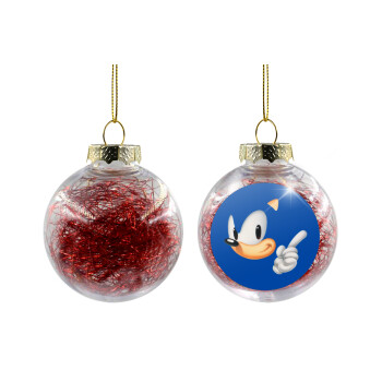 Sonic, Transparent Christmas tree ball ornament with red filling 8cm