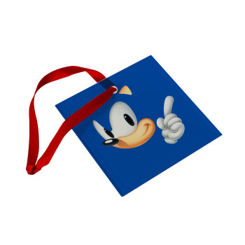 Sonic, Χριστουγεννιάτικο στολίδι γυάλινο τετράγωνο 9x9cm