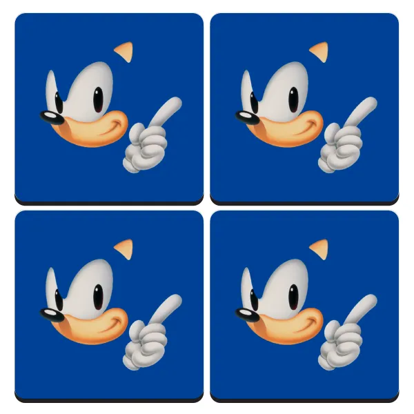 Sonic — Set of 4 square wooden coasters (9cm)