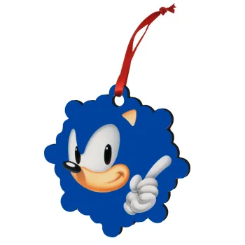 Sonic, Christmas ornament snowflake wooden 7.5cm