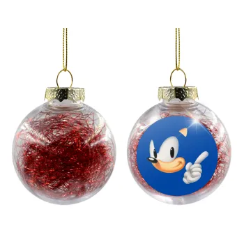 Sonic, Transparent Christmas tree ball ornament with red filling 8cm