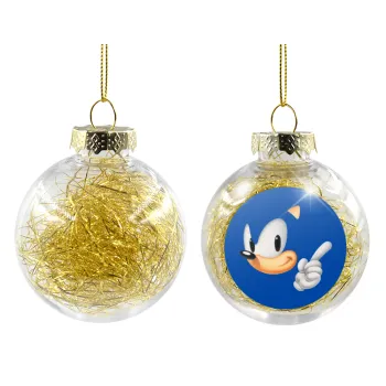 Sonic, Transparent Christmas tree ball ornament with gold filling 8cm