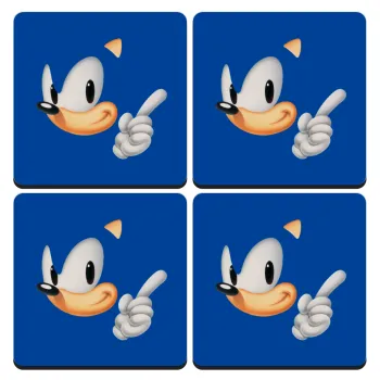 Sonic, ΣΕΤ 4 Σουβέρ ξύλινα τετράγωνα (9cm)
