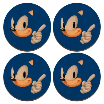 Sonic, ΣΕΤ x4 Σουβέρ ξύλινα στρογγυλά plywood (9cm)