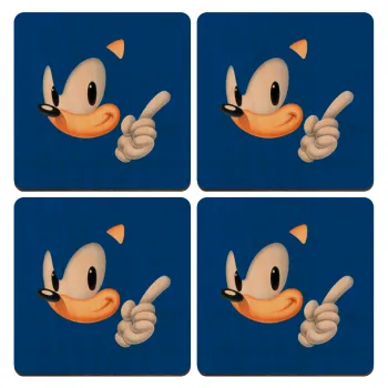 Sonic, ΣΕΤ x4 Σουβέρ ξύλινα τετράγωνα plywood (9cm)