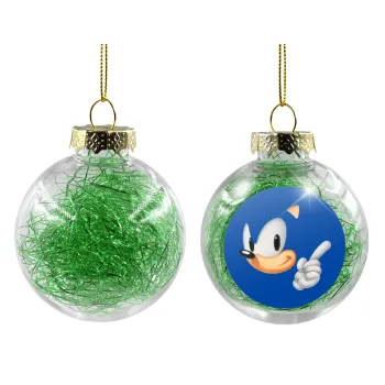 Sonic, Transparent Christmas tree ball ornament with green filling 8cm