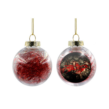 300 the spartans, Transparent Christmas tree ball ornament with red filling 8cm