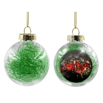 300 the spartans, Transparent Christmas tree ball ornament with green filling 8cm
