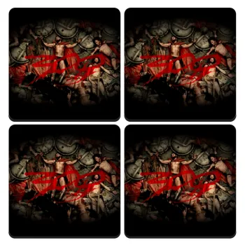 300 the spartans, ΣΕΤ 4 Σουβέρ ξύλινα τετράγωνα (9cm)