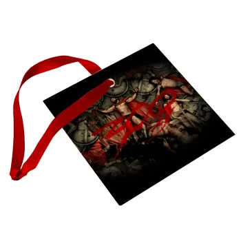 300 the spartans, Christmas ornament, glass square ornament 9x9cm