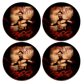 300 Tonight we dine in hell!, ΣΕΤ x4 Σουβέρ ξύλινα στρογγυλά plywood (9cm)