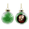 Transparent Christmas tree ball ornament with green filling 8cm