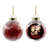 Transparent Christmas tree ball ornament with red filling 8cm
