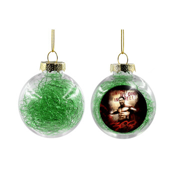 300 Tonight we dine in hell!, Χριστουγεννιάτικη μπάλα δένδρου διάφανη με πράσινο γέμισμα 8cm
