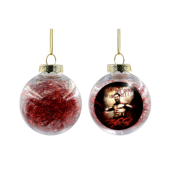 300 Tonight we dine in hell!, Χριστουγεννιάτικη μπάλα δένδρου διάφανη με κόκκινο γέμισμα 8cm