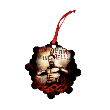 300 Tonight we dine in hell!, Christmas ornament snowflake wooden 7.5cm