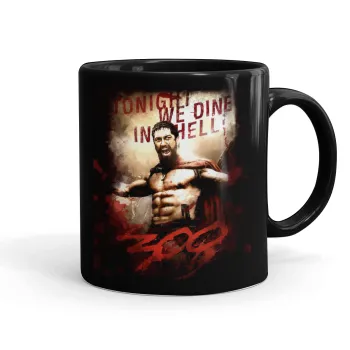 300 Tonight we dine in hell!, Κούπα Μαύρη, κεραμική, 330ml