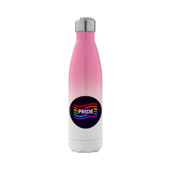 Pride , Metal mug thermos Pink/White (Stainless steel), double wall, 500ml