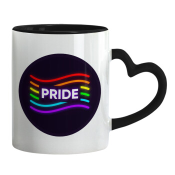 Pride , Κούπα καρδιά χερούλι μαύρη, κεραμική, 330ml