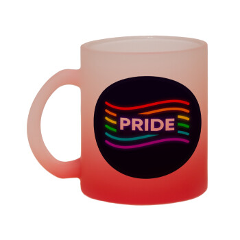 Pride , Κούπα γυάλινη δίχρωμη με βάση το κόκκινο ματ, 330ml
