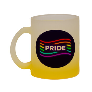 Pride , Κούπα γυάλινη δίχρωμη με βάση το κίτρινο ματ, 330ml