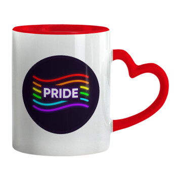 Pride , Mug heart red handle, ceramic, 330ml