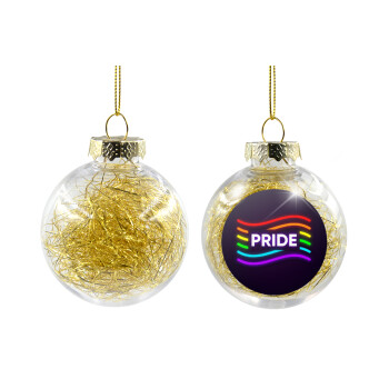 Pride , Χριστουγεννιάτικη μπάλα δένδρου διάφανη με χρυσό γέμισμα 8cm
