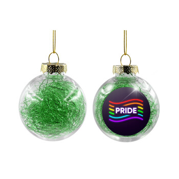 Pride , Χριστουγεννιάτικη μπάλα δένδρου διάφανη με πράσινο γέμισμα 8cm
