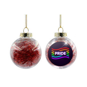 Pride , Χριστουγεννιάτικη μπάλα δένδρου διάφανη με κόκκινο γέμισμα 8cm