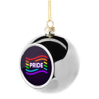 Pride , Χριστουγεννιάτικη μπάλα δένδρου Ασημένια 8cm